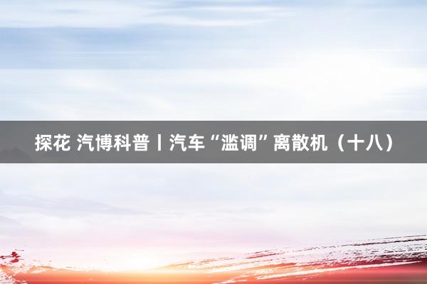 探花 汽博科普丨汽车“滥调”离散机（十八）
