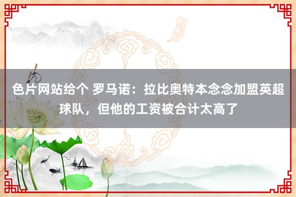色片网站给个 罗马诺：拉比奥特本念念加盟英超球队，但他的工资被合计太高了