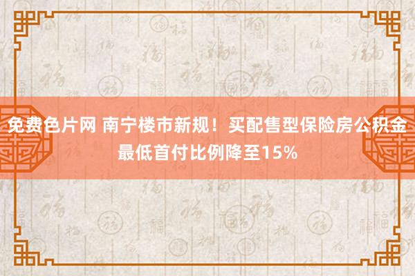 免费色片网 南宁楼市新规！买配售型保险房公积金最低首付比例降至15%