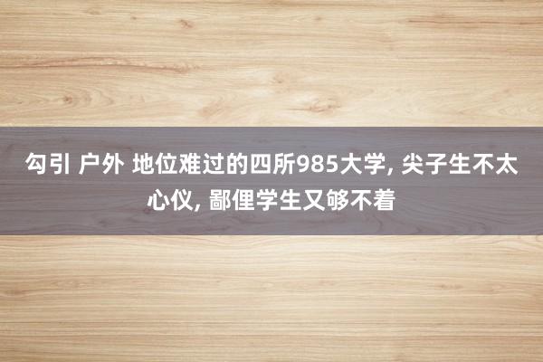 勾引 户外 地位难过的四所985大学， 尖子生不太心仪， 鄙俚学生又够不着