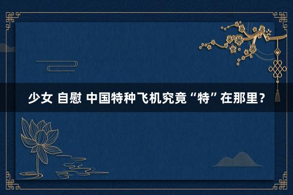 少女 自慰 中国特种飞机究竟“特”在那里？