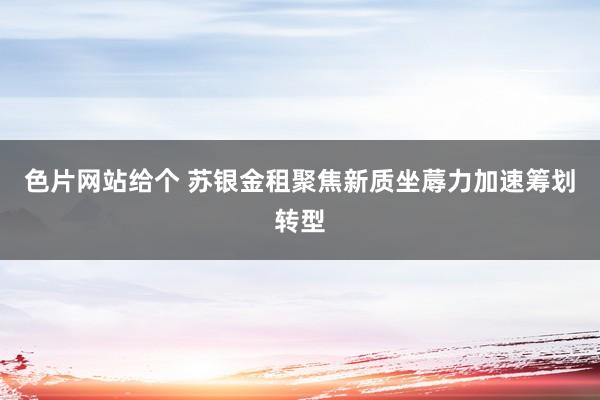 色片网站给个 苏银金租聚焦新质坐蓐力加速筹划转型