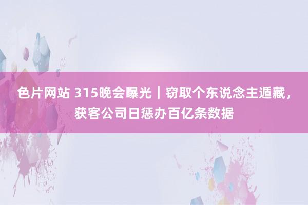 色片网站 315晚会曝光｜窃取个东说念主遁藏，获客公司日惩办百亿条数据