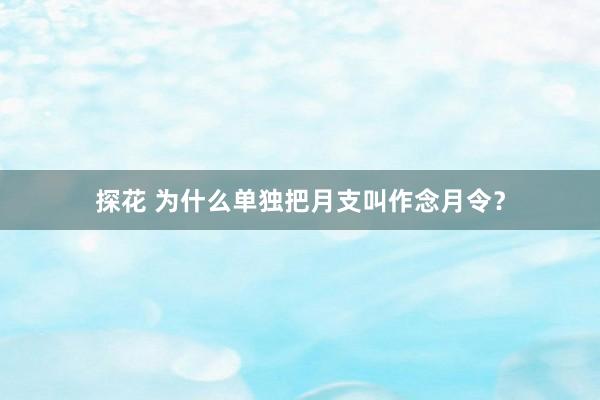 探花 为什么单独把月支叫作念月令？