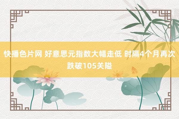 快播色片网 好意思元指数大幅走低 时隔4个月再次跌破105关隘