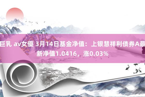 巨乳 av女優 3月14日基金净值：上银慧祥利债券A最新净值1.0416，涨0.03%