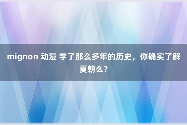 mignon 动漫 学了那么多年的历史，你确实了解夏朝么？
