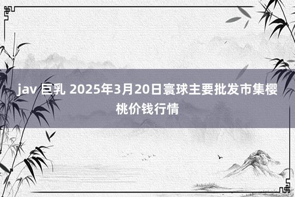 jav 巨乳 2025年3月20日寰球主要批发市集樱桃价钱行情