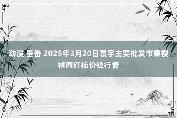 动漫 里番 2025年3月20日寰宇主要批发市集樱桃西红柿价钱行情