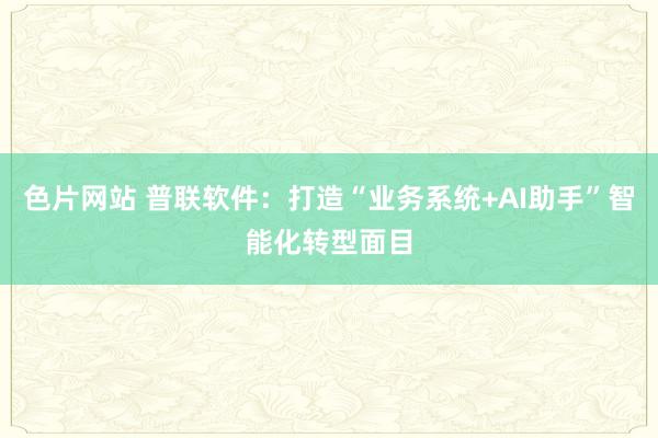 色片网站 普联软件：打造“业务系统+AI助手”智能化转型面目