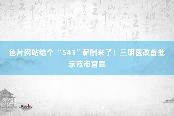色片网站给个 “541”薪酬来了！三明医改首批示范市官宣