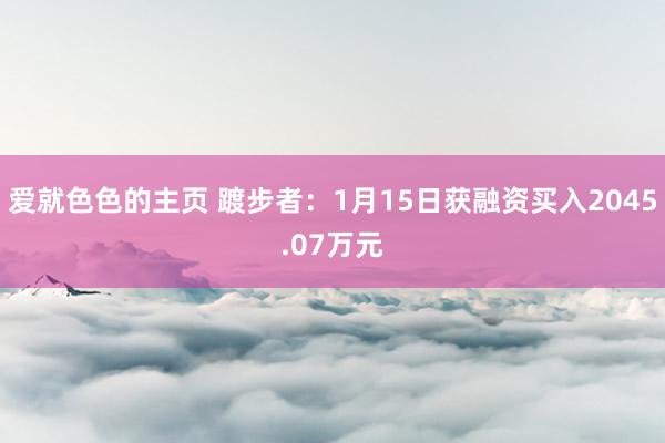 爱就色色的主页 踱步者：1月15日获融资买入2045.07万元