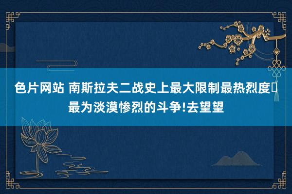 色片网站 南斯拉夫二战史上最大限制最热烈度､最为淡漠惨烈的斗争!去望望