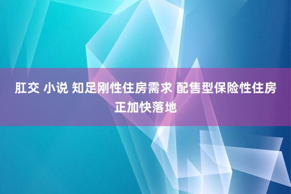 肛交 小说 知足刚性住房需求 配售型保险性住房正加快落地