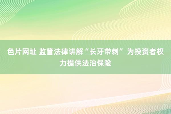 色片网址 监管法律讲解“长牙带刺” 为投资者权力提供法治保险
