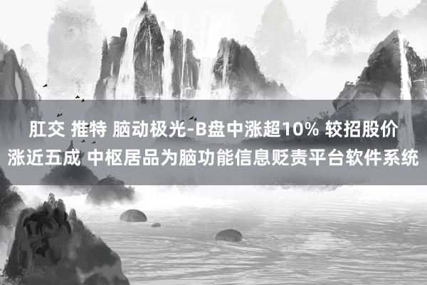 肛交 推特 脑动极光-B盘中涨超10% 较招股价涨近五成 中枢居品为脑功能信息贬责平台软件系统