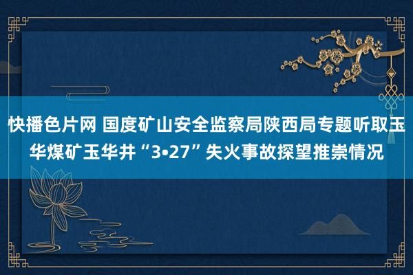 快播色片网 国度矿山安全监察局陕西局专题听取玉华煤矿玉华井“3•27”失火事故探望推崇情况