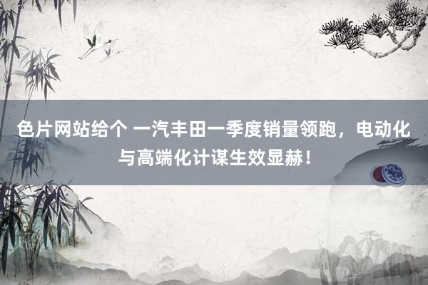 色片网站给个 一汽丰田一季度销量领跑，电动化与高端化计谋生效显赫！