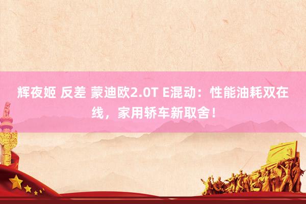 辉夜姬 反差 蒙迪欧2.0T E混动：性能油耗双在线，家用轿车新取舍！