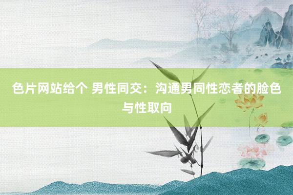 色片网站给个 男性同交：沟通男同性恋者的脸色与性取向