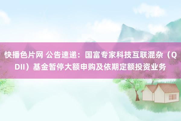 快播色片网 公告速递：国富专家科技互联混杂（QDII）基金暂停大额申购及依期定额投资业务