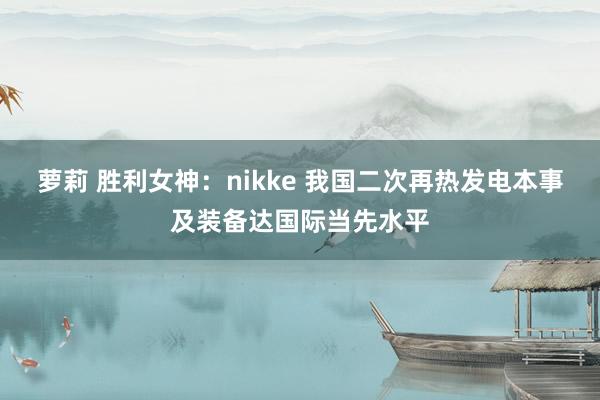 萝莉 胜利女神：nikke 我国二次再热发电本事及装备达国际当先水平