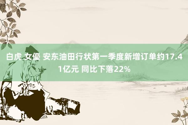 白虎 女優 安东油田行状第一季度新增订单约17.41亿元 同比下落22%
