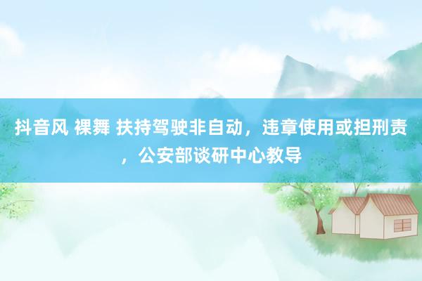 抖音风 裸舞 扶持驾驶非自动，违章使用或担刑责，公安部谈研中心教导