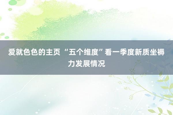 爱就色色的主页 “五个维度”看一季度新质坐褥力发展情况