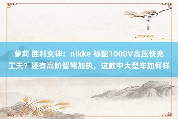 萝莉 胜利女神：nikke 标配1000V高压快充工夫？还有高阶智驾加执，这款中大型车如何样