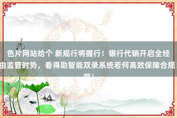 色片网站给个 新规行将握行！银行代销开启全经由监管时势，看得助智能双录系统若何高效保障合规！