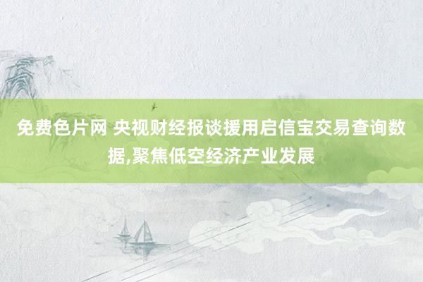 免费色片网 央视财经报谈援用启信宝交易查询数据，聚焦低空经济产业发展