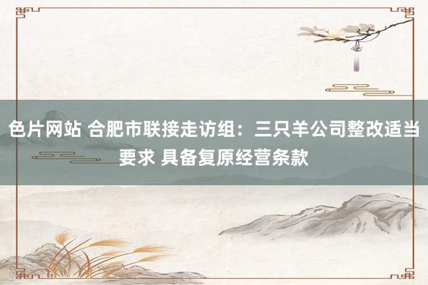 色片网站 合肥市联接走访组：三只羊公司整改适当要求 具备复原经营条款