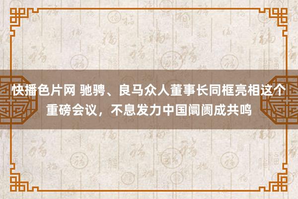 快播色片网 驰骋、良马众人董事长同框亮相这个重磅会议，不息发力中国阛阓成共鸣