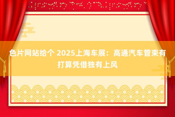 色片网站给个 2025上海车展：高通汽车管束有打算凭借独有上风